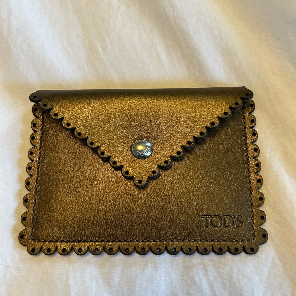 Tod’s Snap Closure Envelope Style Bronze Card Case